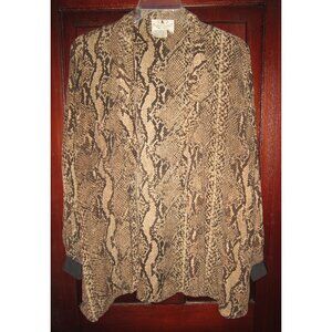 Flora Kung NY VTG Sz 12 Open Kimono Jacket 100% Silk Animal Snake Print Topper